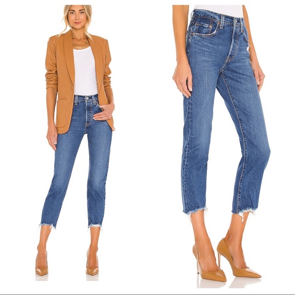 Levi's Denim - Levi’s 501 high waist crop straight leg Charleston fun distressed hem jeans